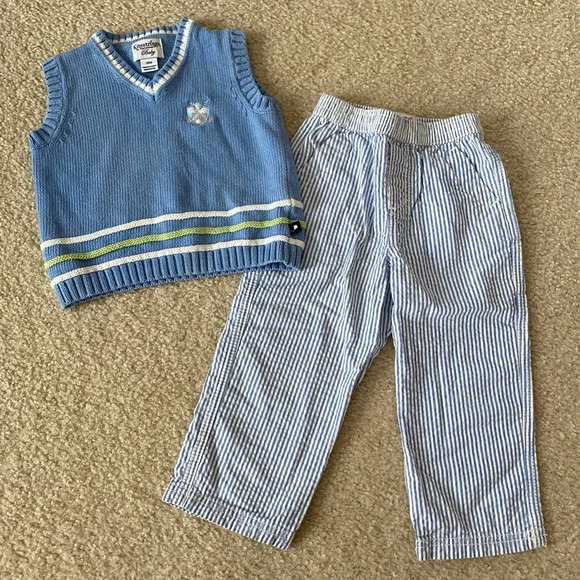 Hartstrings Other - Little boy’s light blue pin stripe golf outfit